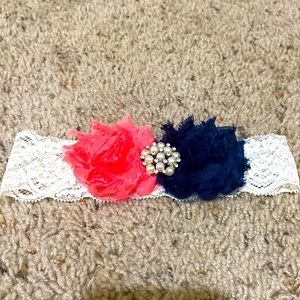 Wedding Garter - Navy & Coral